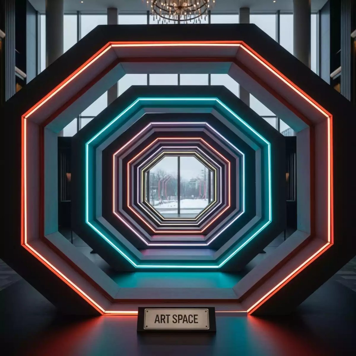 Аренда Фотозона военная 'Неоновый тоннель' в Boutique Hotel PORTUM 1905 — ART SPACE