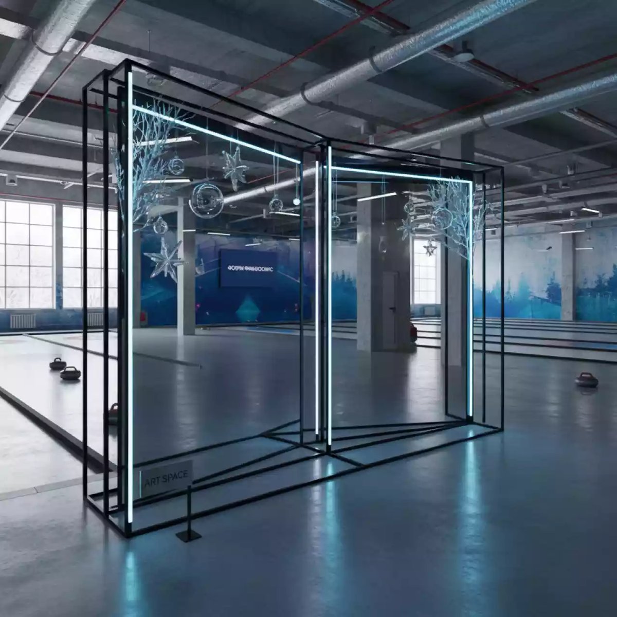 Аренда Фотозона зеркальная открытка новогодняя в Керлинговом центре «Ледяной куб» — ART SPACE