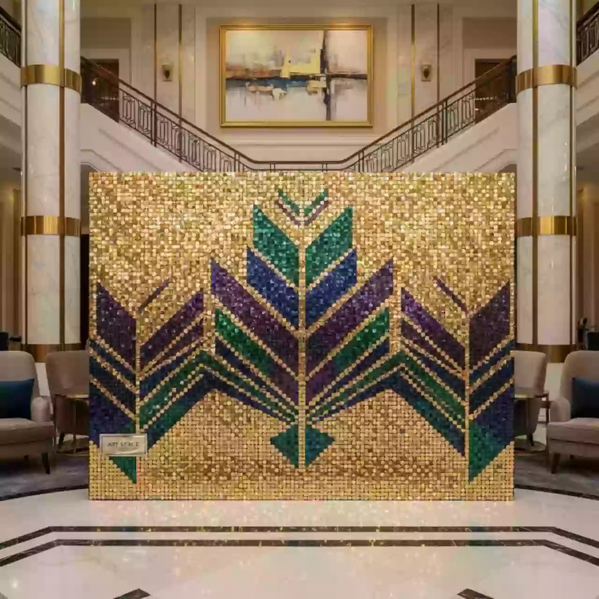 Аренда Фотозона золотые пайетки в Radisson Collection Paradise — ART SPACE