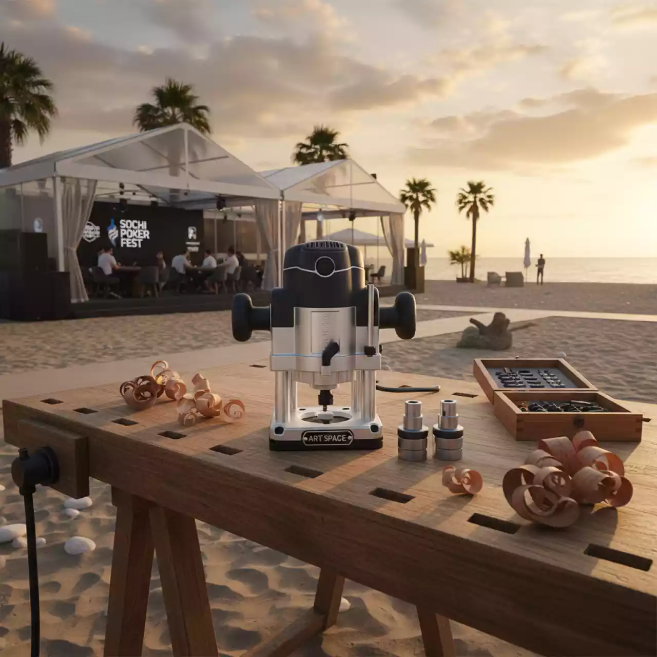 Аренда Фрезер кромочный CROWN CT11023S 710 Вт цанга 6 8 мм на пляже «Ривьера» — ART SPACE