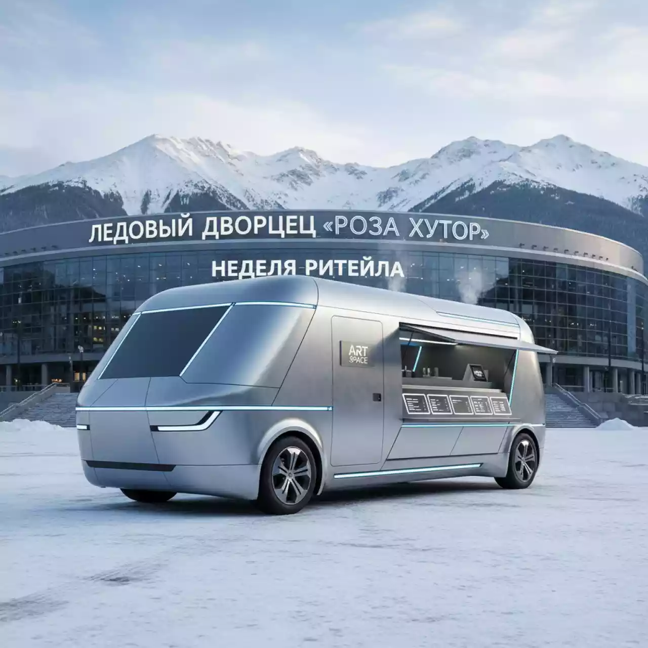 Аренда Фудтрак "Серый" в ледовом дворце «Роза Хутор» — ART SPACE