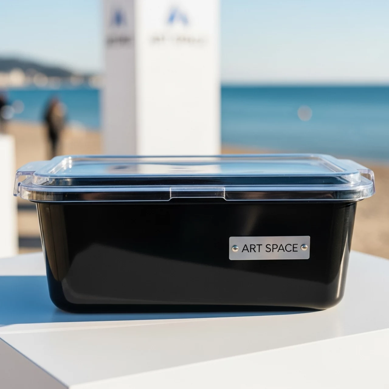 Аренда Фуршетная ёмкость Мун с откидной крышкой пластик чёрная 0,8 л на пляже «Ривьера» — ART SPACE