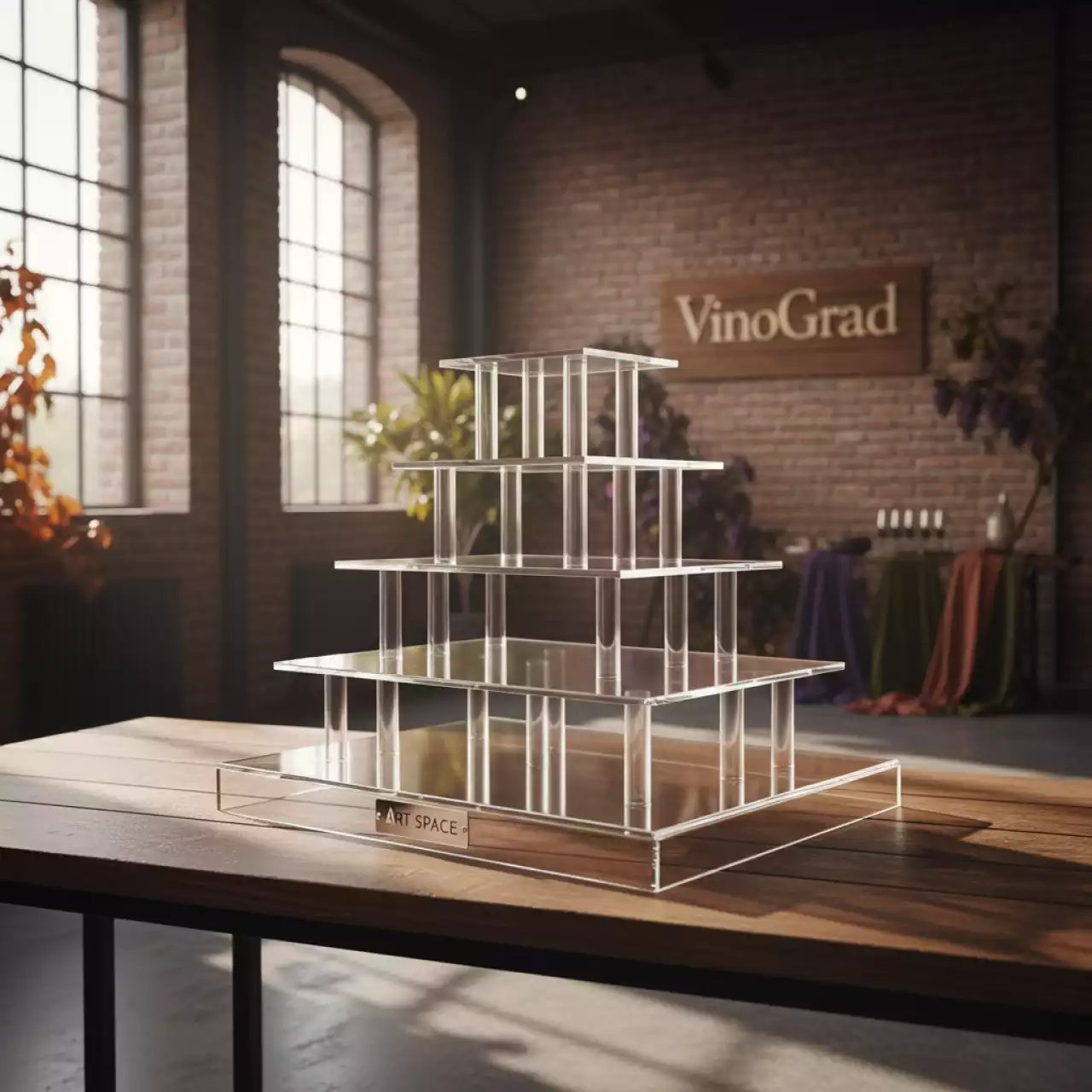 Аренда Фуршетная горка пирамида прозрачная 770х520 мм в пляжном комплексе VinoGrad — ART SPACE