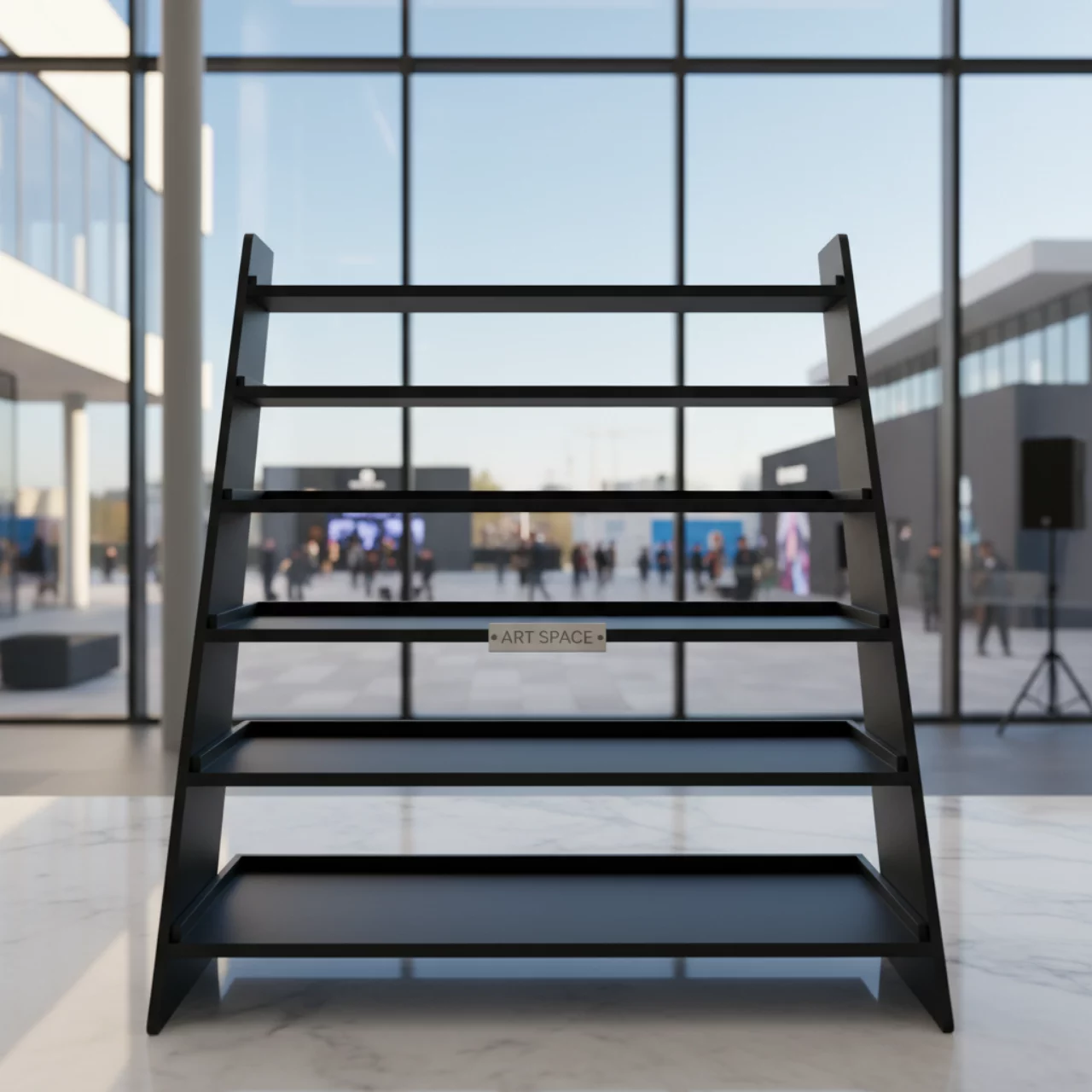 Аренда Фуршетная лестница 4 яруса черная 67х40х12 см в Университете «Сириус» — ART SPACE