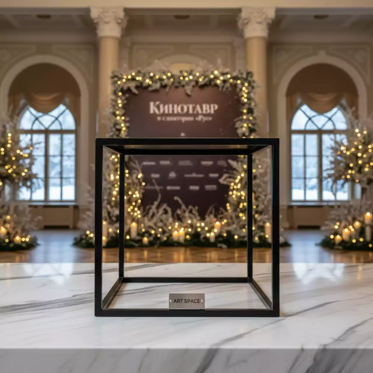 Аренда Фуршетная стойка квадрат высота 24 см черная в санатории «Русь» — ART SPACE