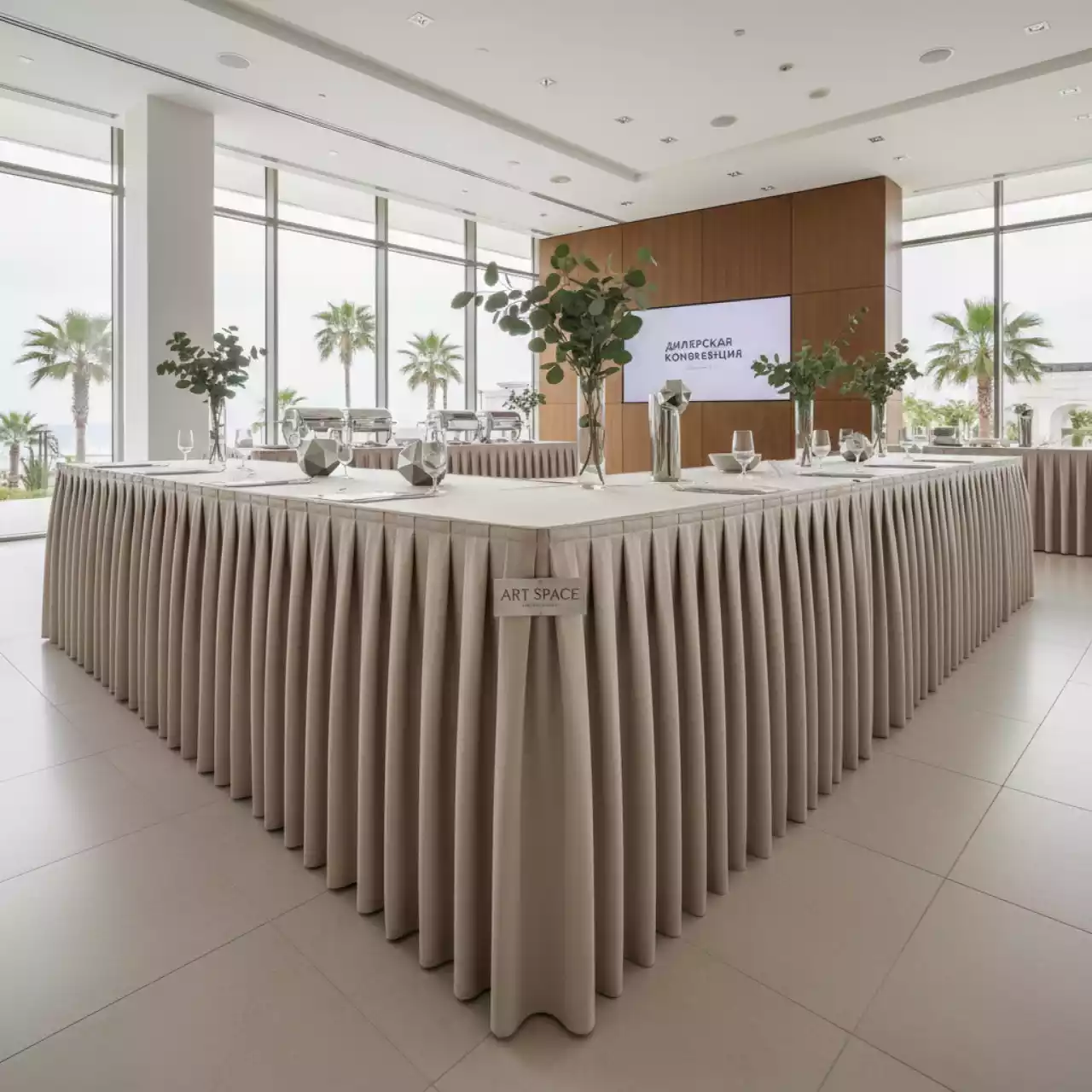 Аренда Фуршетная юбка 5,6 м бежевая в Cosmos Sochi Hotel — ART SPACE