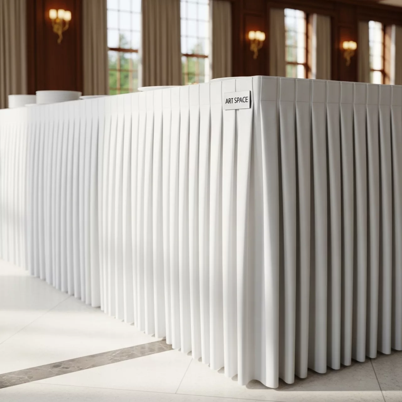 Аренда Фуршетная юбка белая 5,6 м в Поляна 1389 Отель и Спа — ART SPACE