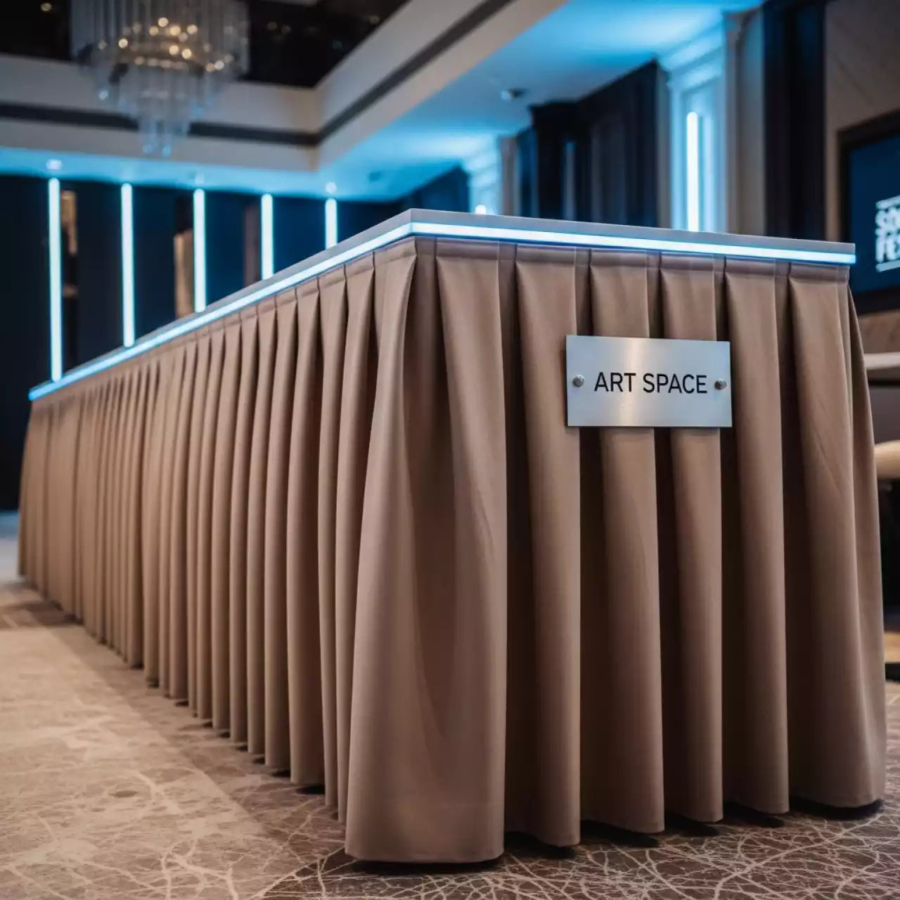 Аренда Фуршетная юбка бежевая 5 6 м в Grand Karat Sochi — ART SPACE