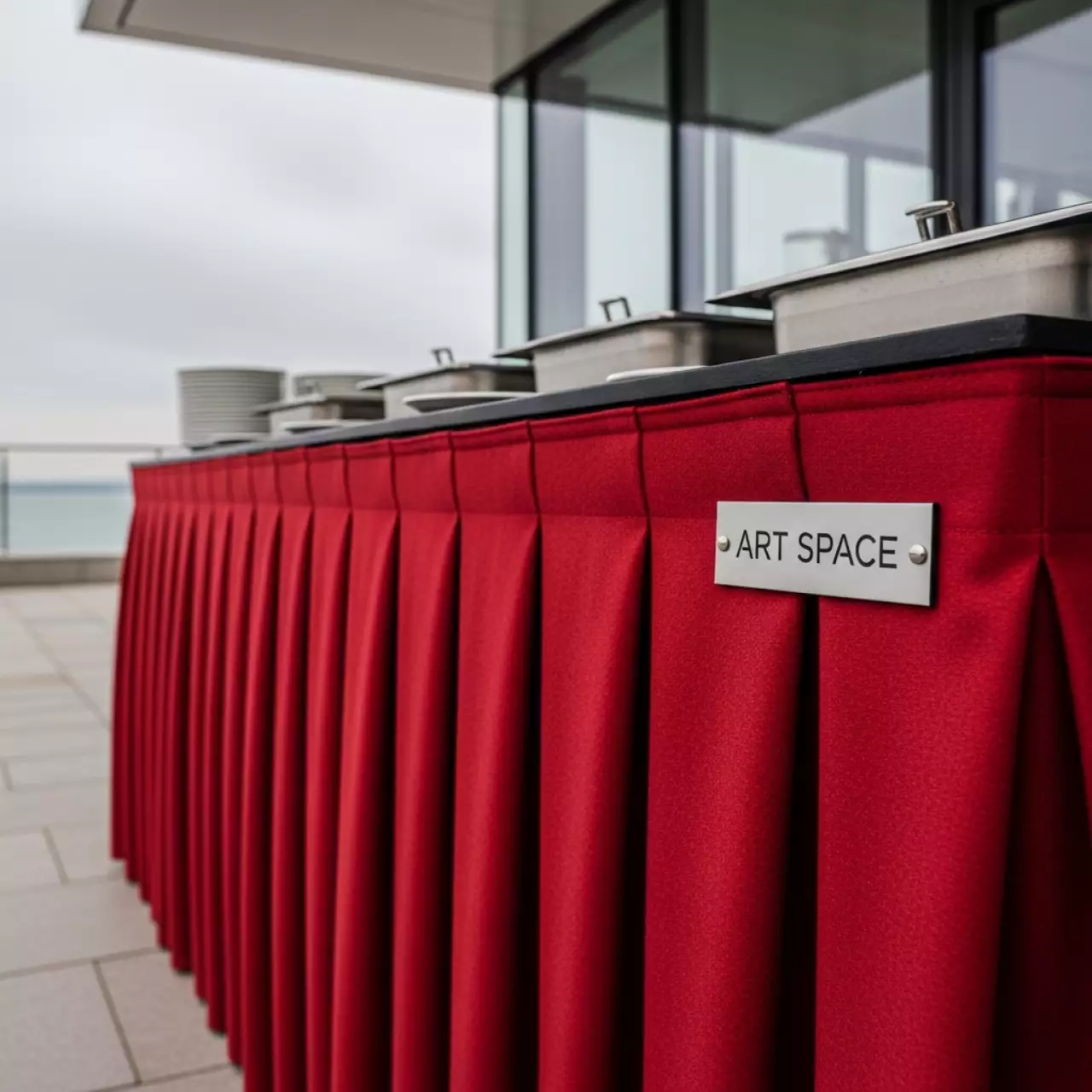 Аренда Фуршетная юбка Габардин красная 2,7 м на Имеретинской набережной — ART SPACE