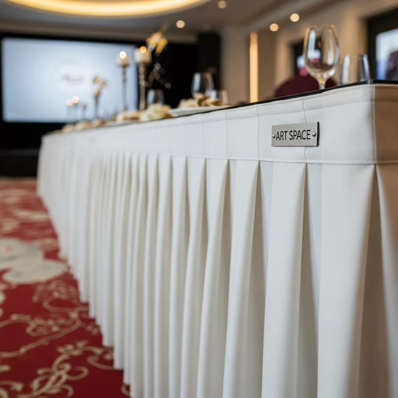 Аренда Фуршетная юбка молочная габардин 4,5х70 м в Cosmos Sochi Hotel — ART SPACE