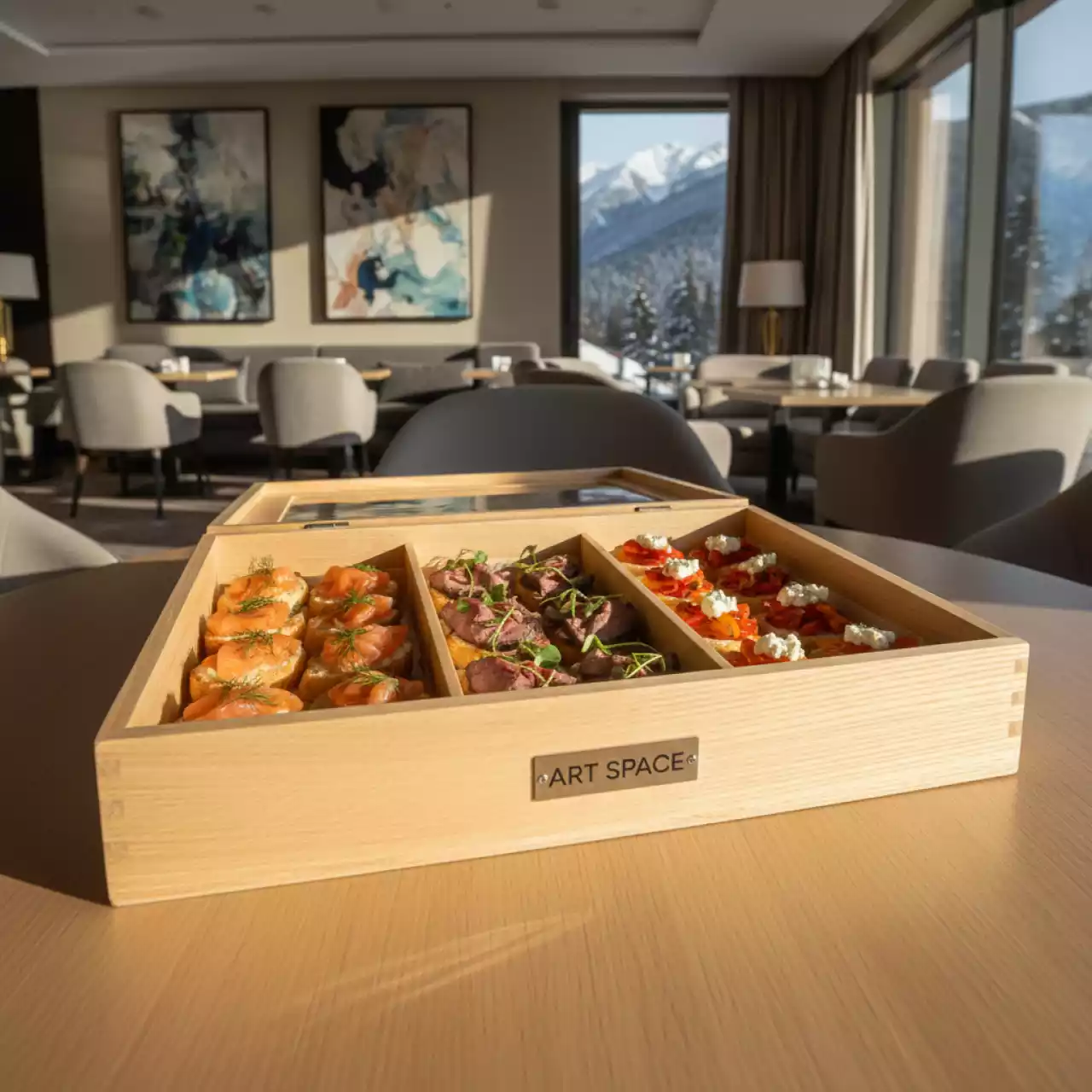 Аренда Фуршетный бокс брускетты в Golden Tulip Rosa Khutor — ART SPACE