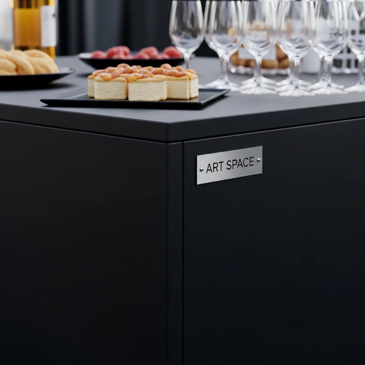 Аренда Фуршетный стол BB черный на Медальной площади — ART SPACE