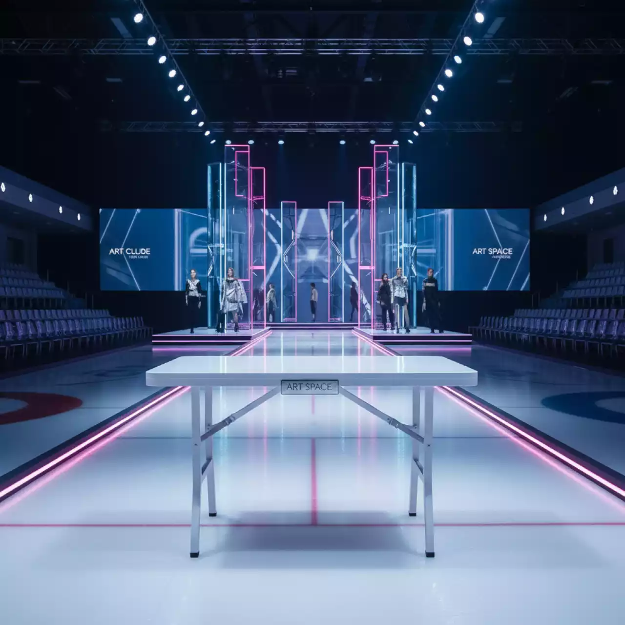 Аренда Фуршетный стол пластиковый 1,8 м в Керлинговом центре «Ледяной куб» — ART SPACE