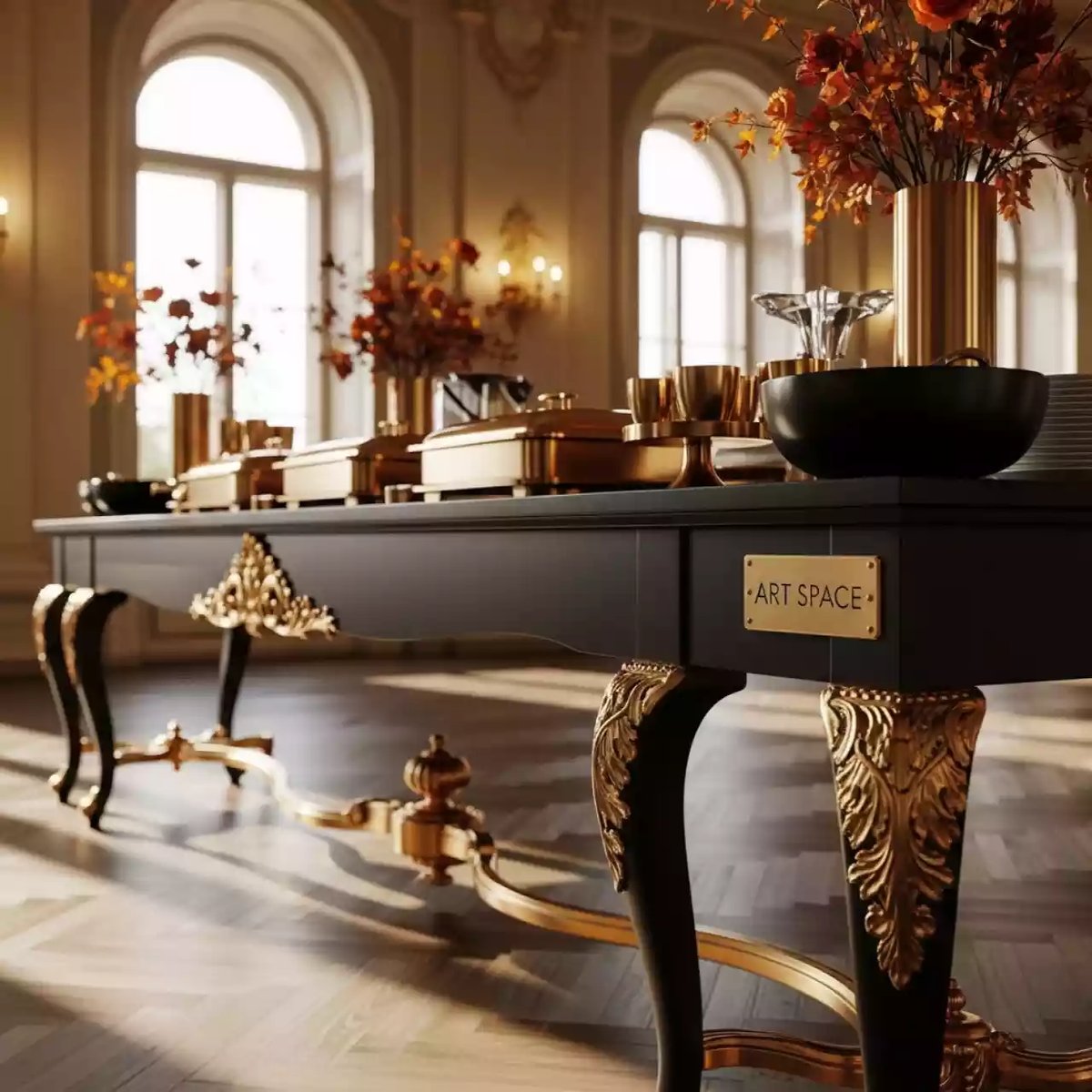 Аренда Фуршетный стол rinfresco gold & black на вилле «Анна» — ART SPACE