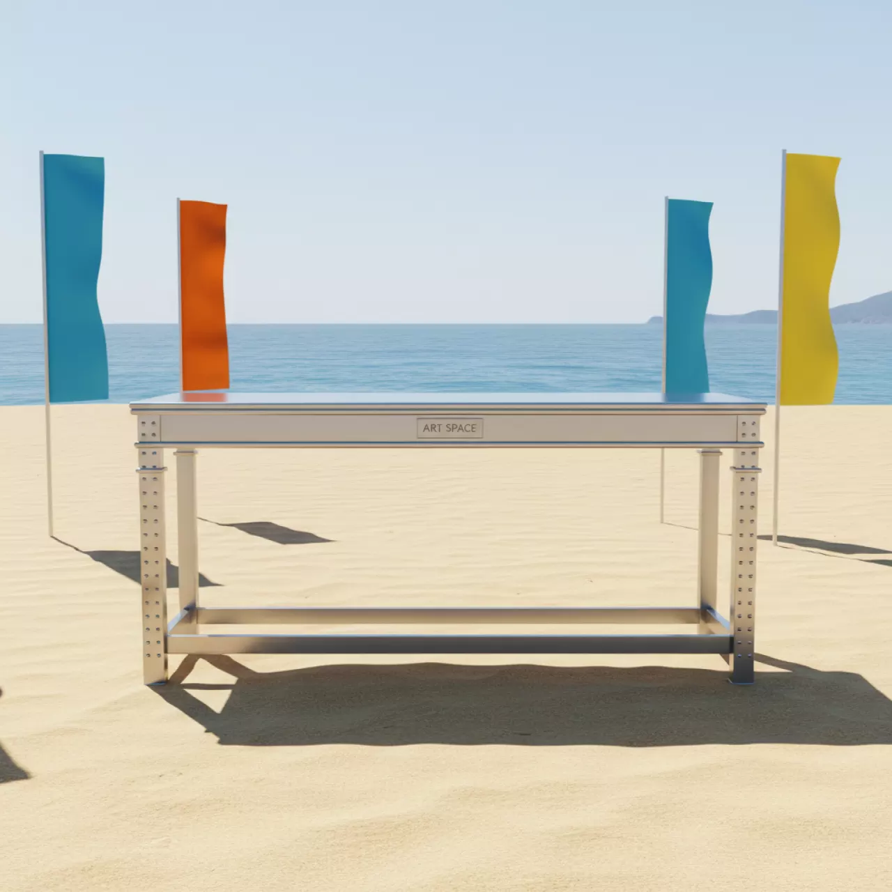 Аренда Фуршетный стол rivet серебристый на пляже «Мандарин» — ART SPACE