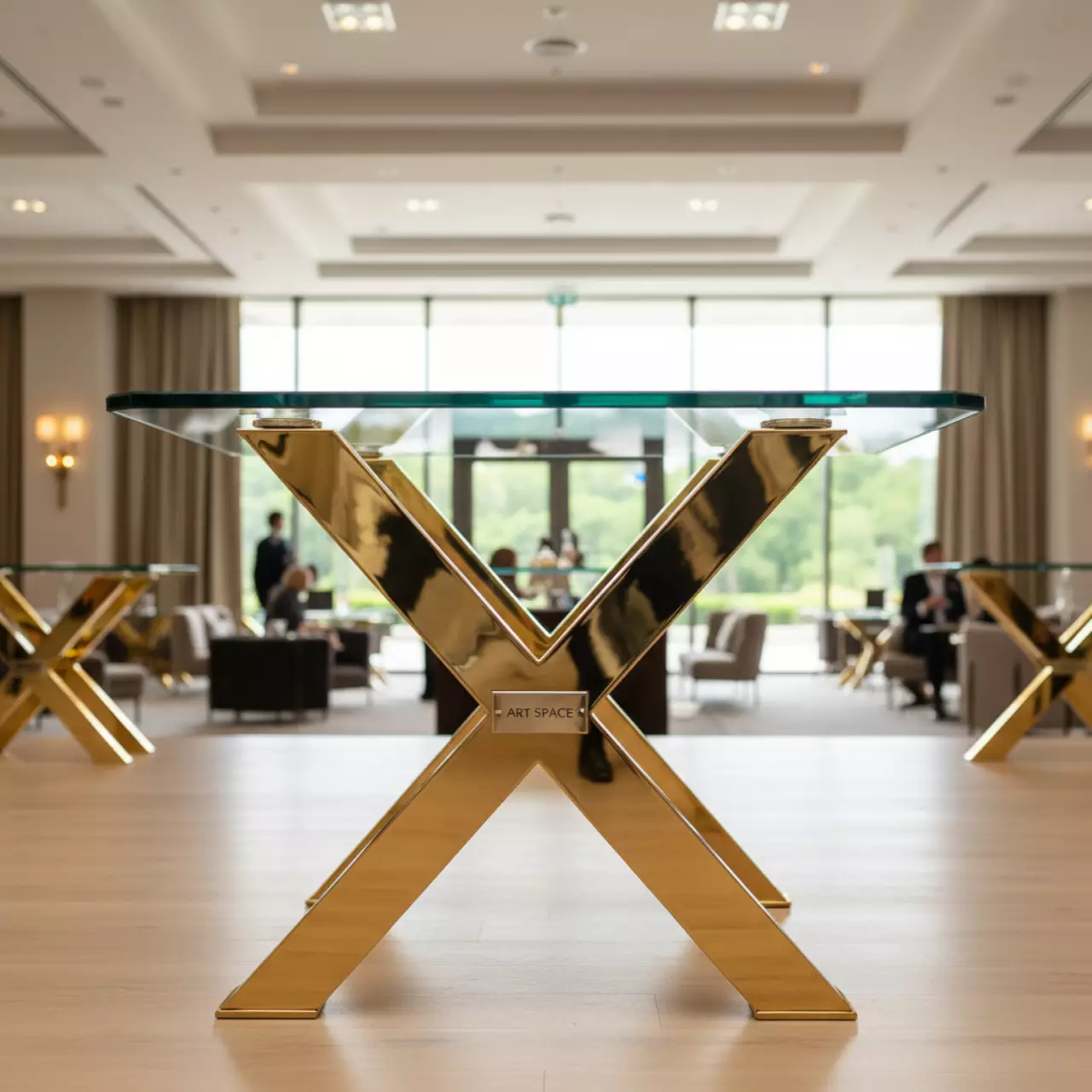 Аренда Фуршетный стол X loft gold glass золотой в санатории «Сочи» — ART SPACE