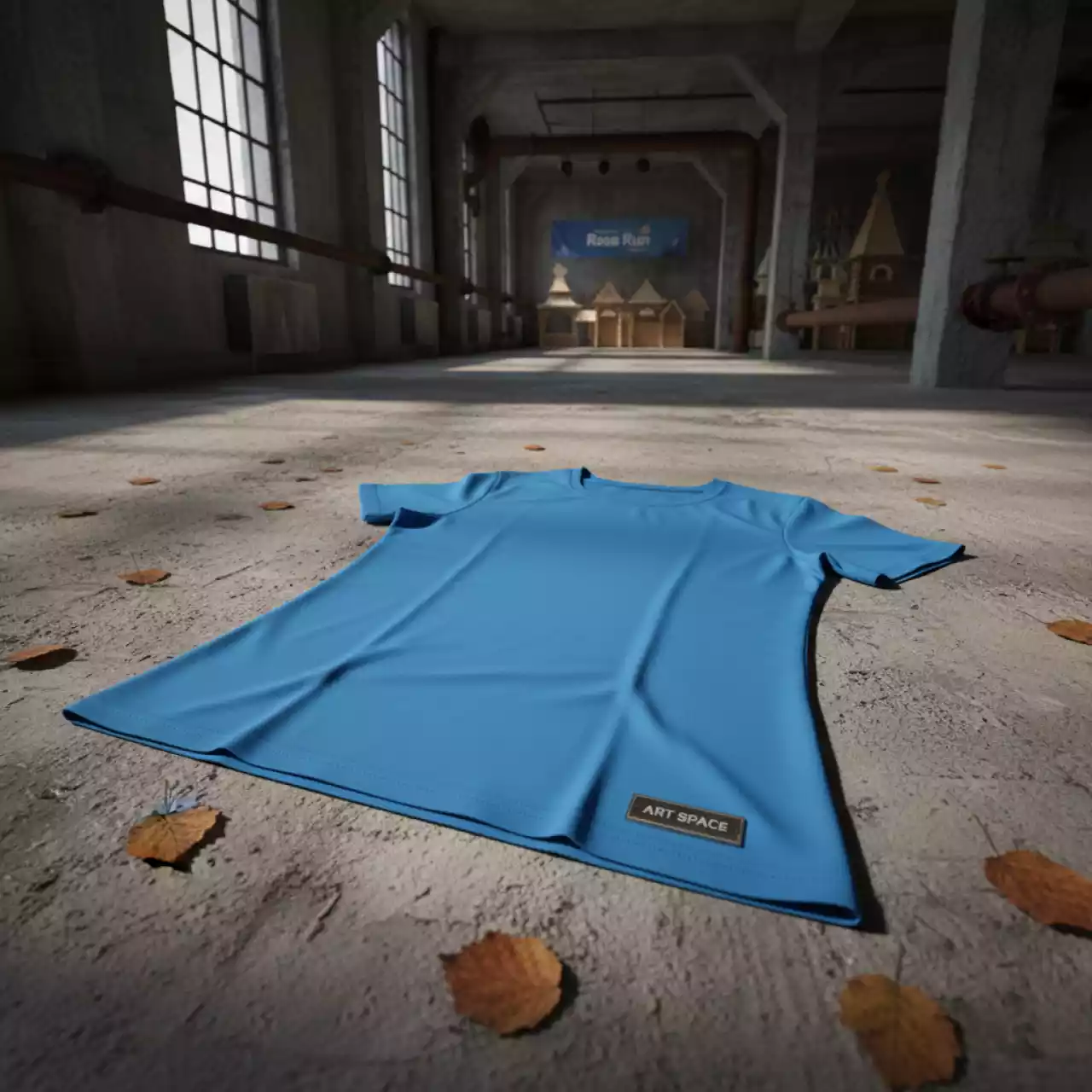 Аренда Футболка под логотип E190 женская ярко синяя размер S в этно-парке «Моя Россия» — ART SPACE