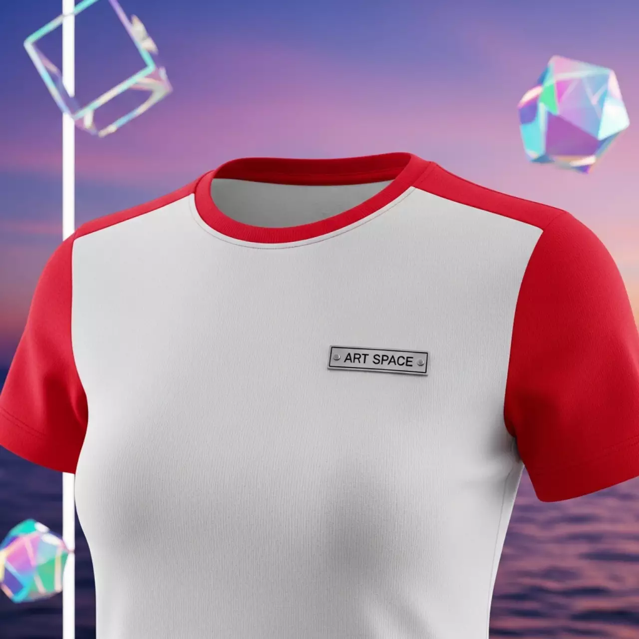 Аренда Футболка под логотип MILES WOMEN белая с красным размер XS на пляже «Маяк» — ART SPACE