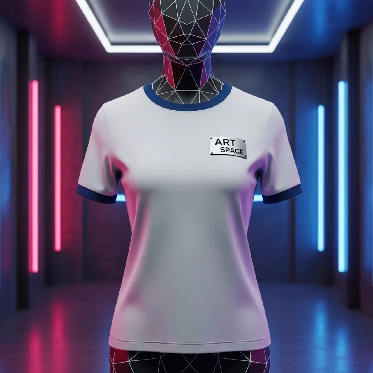 Аренда Футболка под нанесение логотипа MILES WOMEN белая с тёмно синим размер XL в комплексе Sea Galaxy — ART SPACE