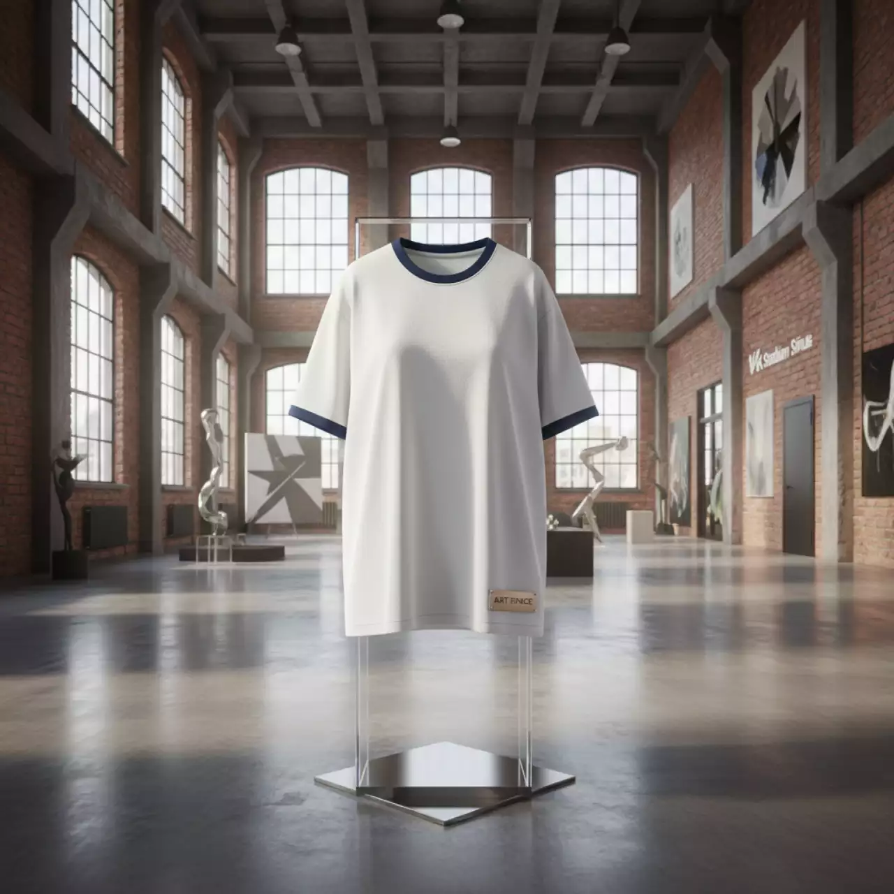 Аренда Футболка под нанесение логотипа MILES WOMEN белая с тёмно синим размер XXL в VK Stadium Sirius — ART SPACE