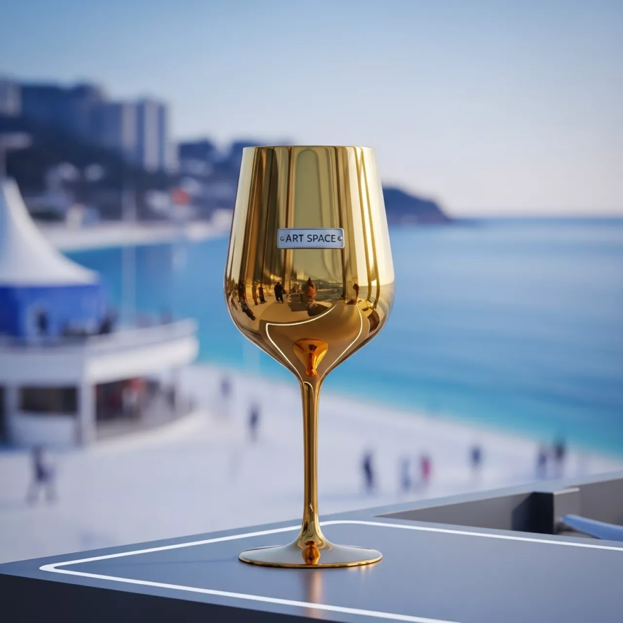Аренда Фужер для вина золотой "Голубая Лагуна" 250 мл 165 мм в пляжном комплексе VinoGrad — ART SPACE