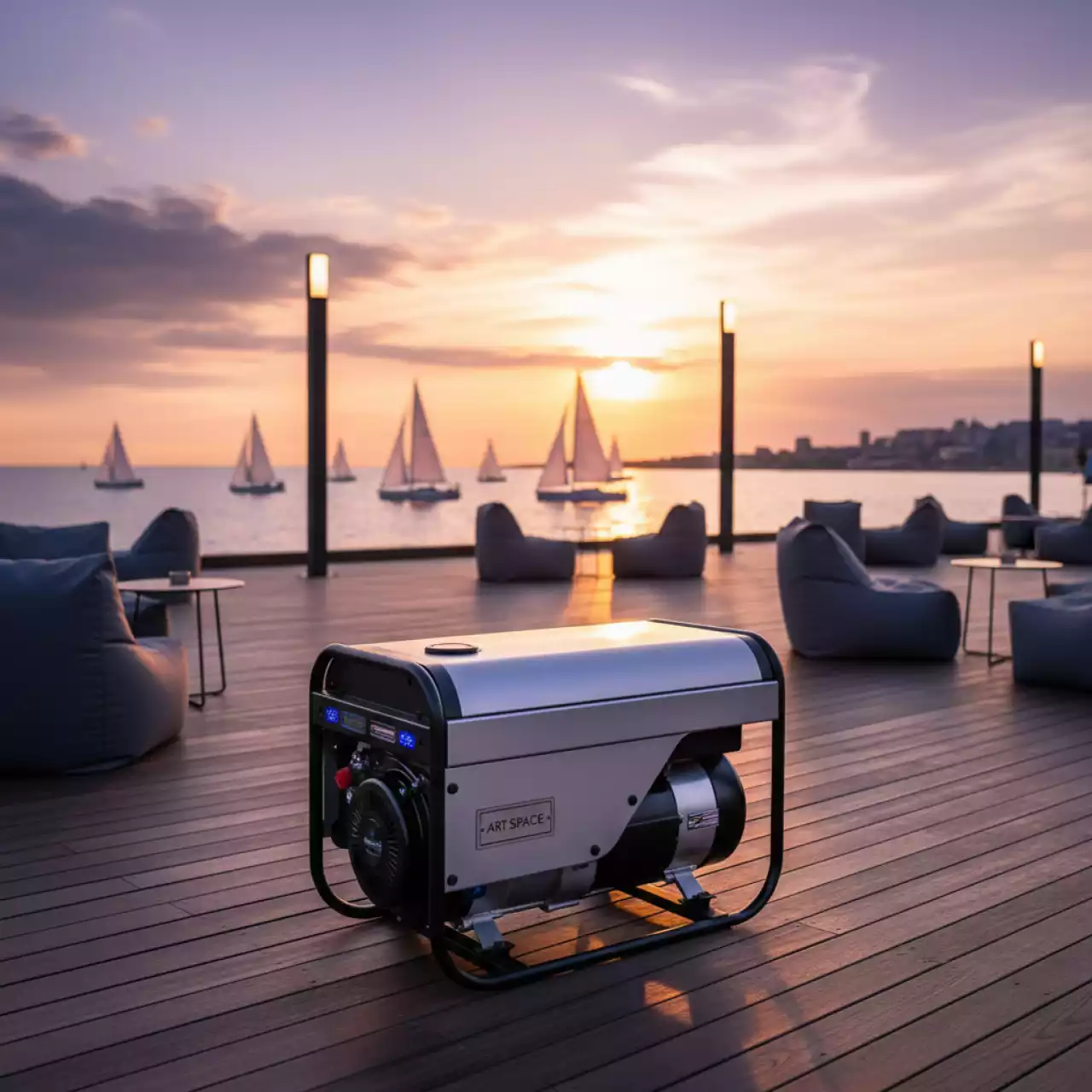 Аренда Генератор бензиновый Huter DY 6500L на парусной регате (Сочи) — ART SPACE