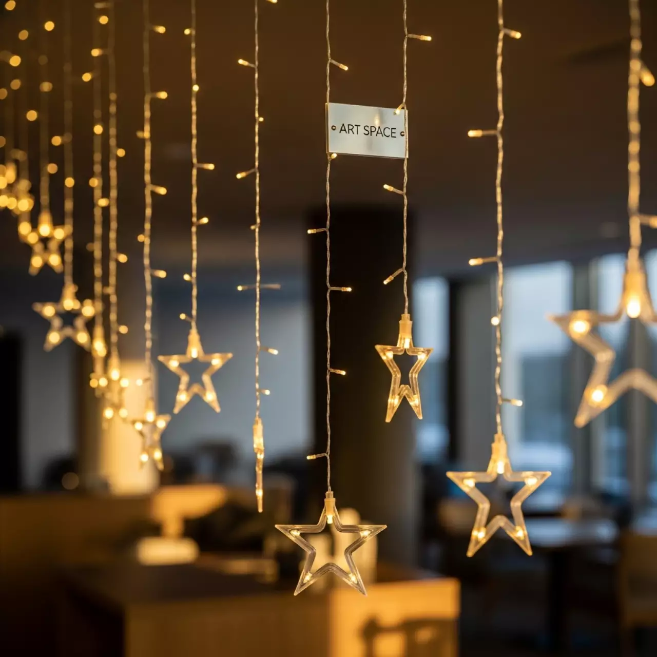 Аренда Гирлянда "Дождь" звездочки теплая 1,2х1 м в Courtyard by Marriott Sochi — ART SPACE