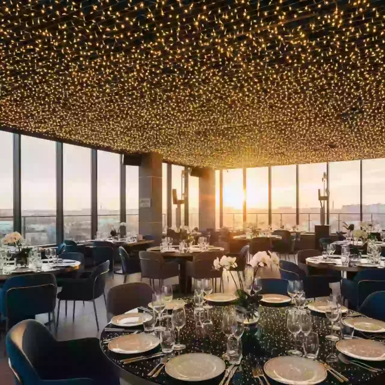 Аренда Гирлянда электрическая Winter Glade теплый белый свет 700 ламп в ресторане «Паруса» — ART SPACE