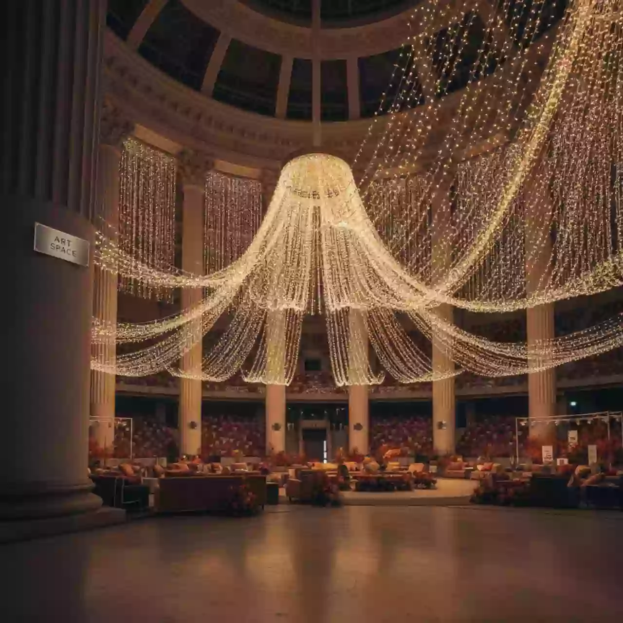 Аренда Гирлянда электрическая Winter Glade теплый свет 700 ламп на арене «Фишт» — ART SPACE