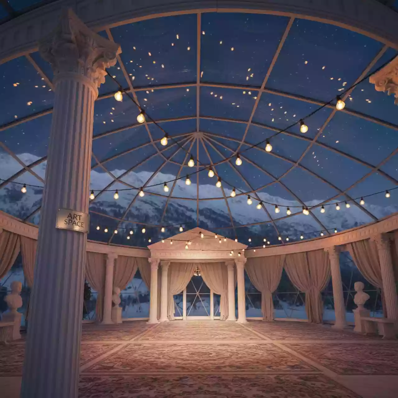 Аренда Гирлянда ретро на витом проводе для шатра на курорте «Газпром» (Альпика) — ART SPACE