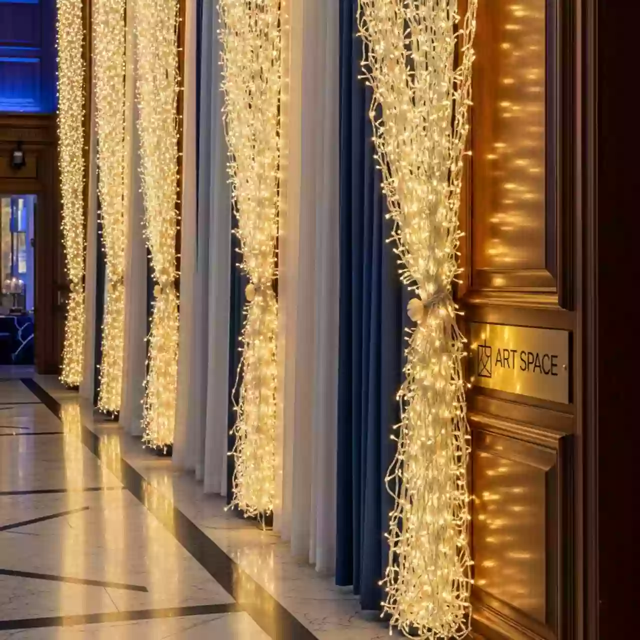 Аренда Гирлянда занавес электрическая 138 ламп теплый белый Winter Glade СВ 123 в Stella di Mosca — ART SPACE