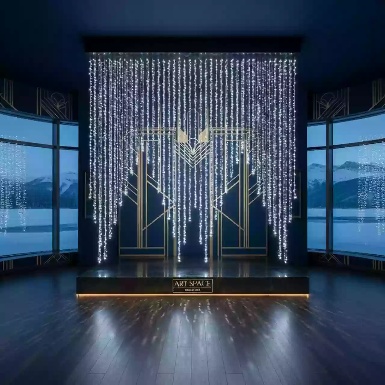 Аренда Гирлянда занавес электрическая Winter Glade 160 ламп холодный белый в ресторане «Voda» — ART SPACE