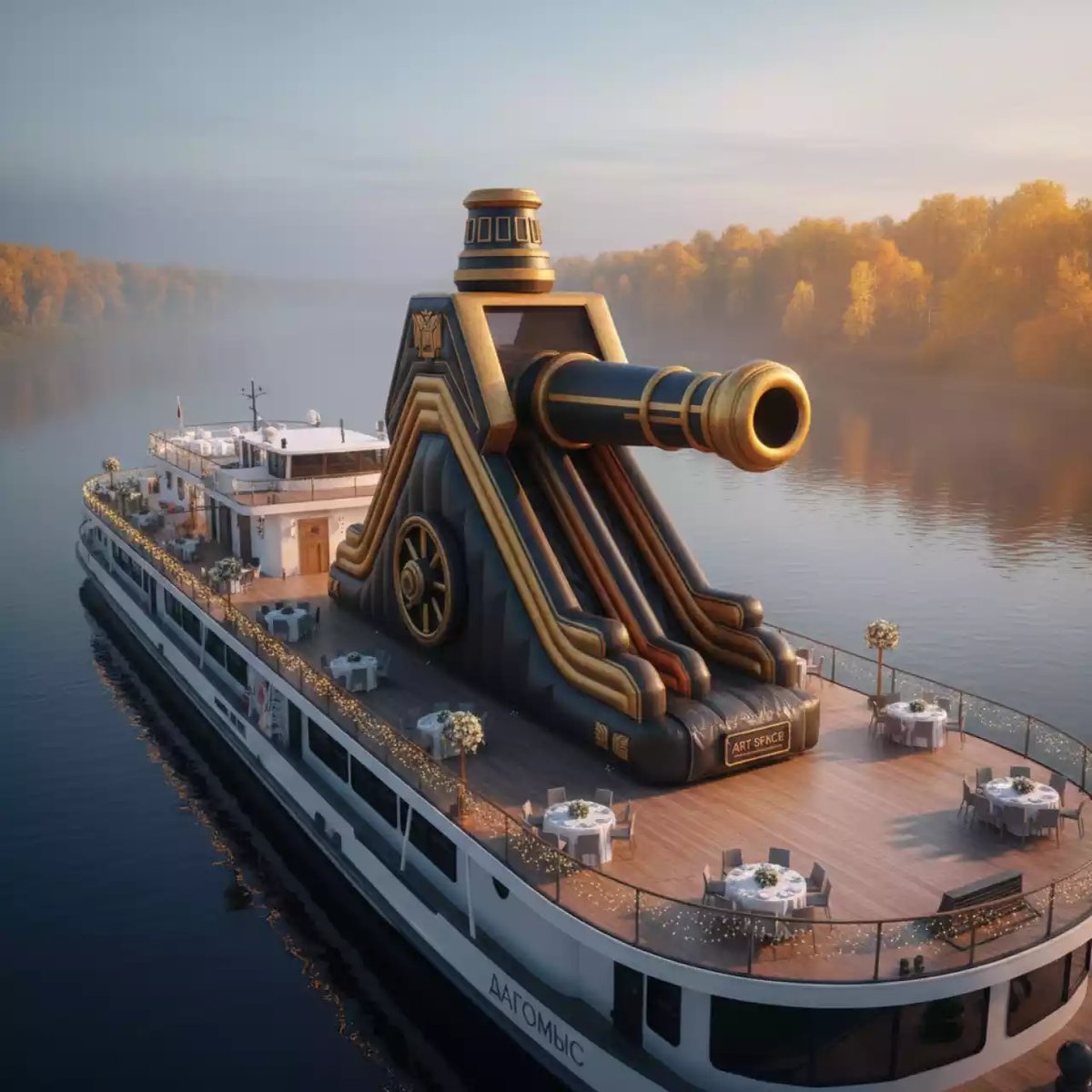 Аренда Горка надувная царь пушка на теплоходе «Дагомыс» — ART SPACE