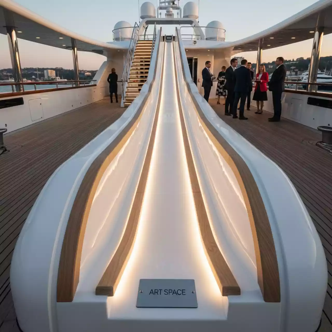 Аренда Горка зимняя для тюбинга 17х4,5 м на VIP теплоходе (Морпорт Сочи) — ART SPACE