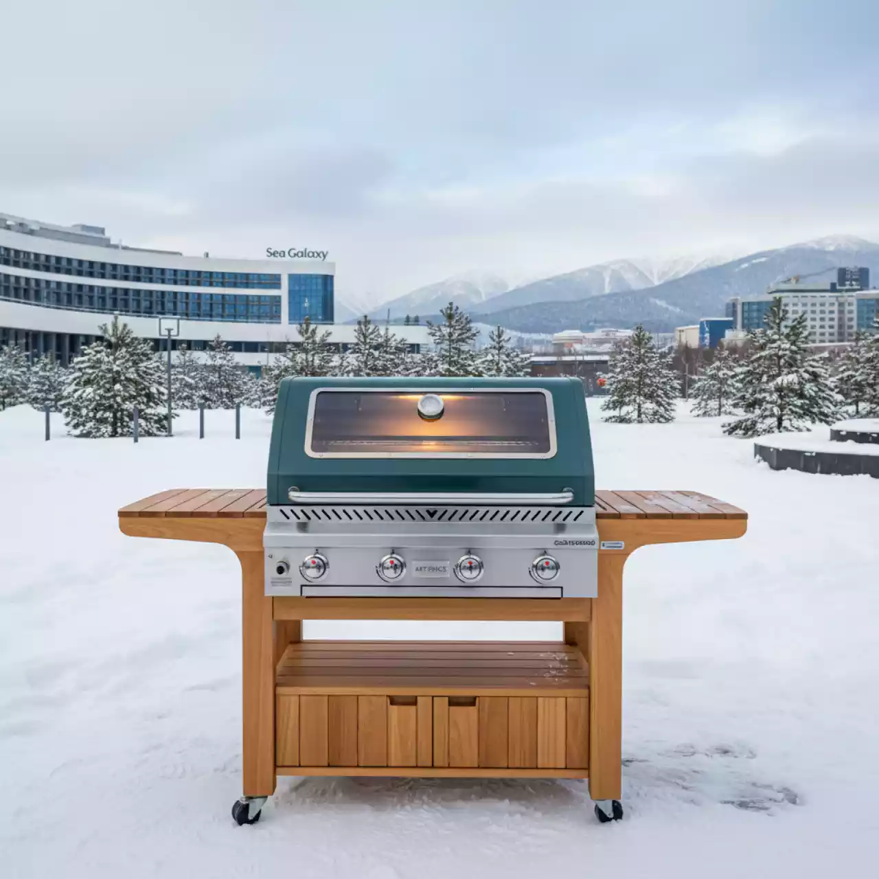 Аренда Гриль газовый Sahara X475 4B BBQ с тележкой Smokey Teal в комплексе Sea Galaxy — ART SPACE
