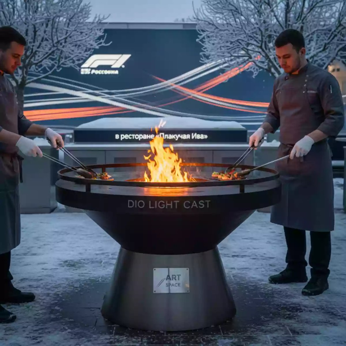 Аренда Гриль очаг DIO LIGHT CAST чугунная поверхность в ресторане «Плакучая Ива» — ART SPACE