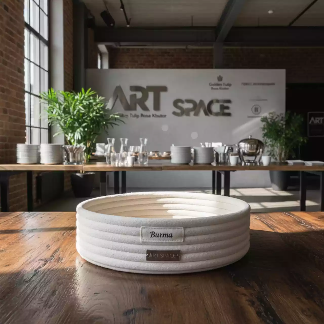 Аренда Хлебная корзинка из хлопка круглая белая Бирма 170х110 мм в Golden Tulip Rosa Khutor — ART SPACE