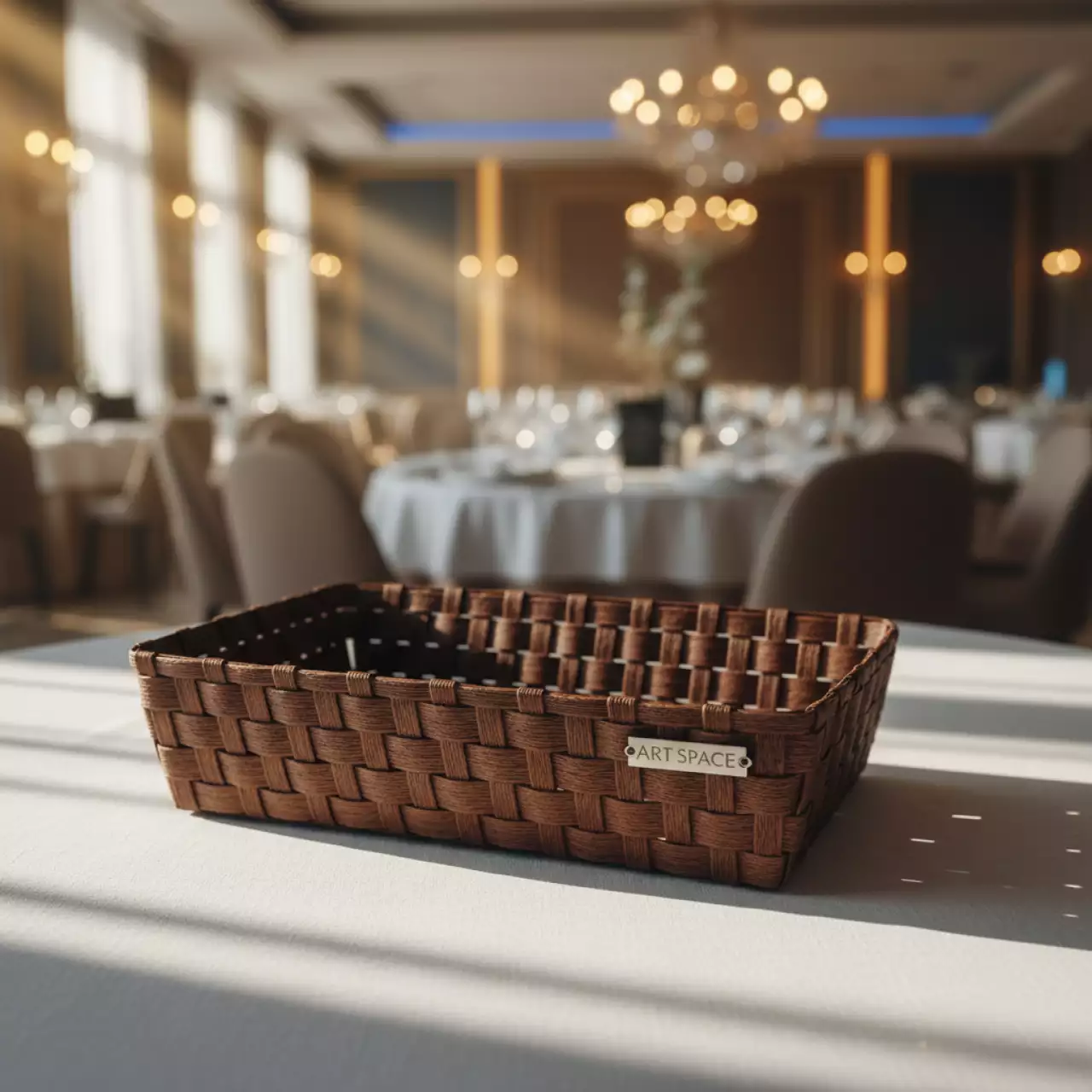 Аренда Хлебная корзинка плетеная прямоугольная коричневая Терхат 250х160х60 мм в Omega Sirius — ART SPACE