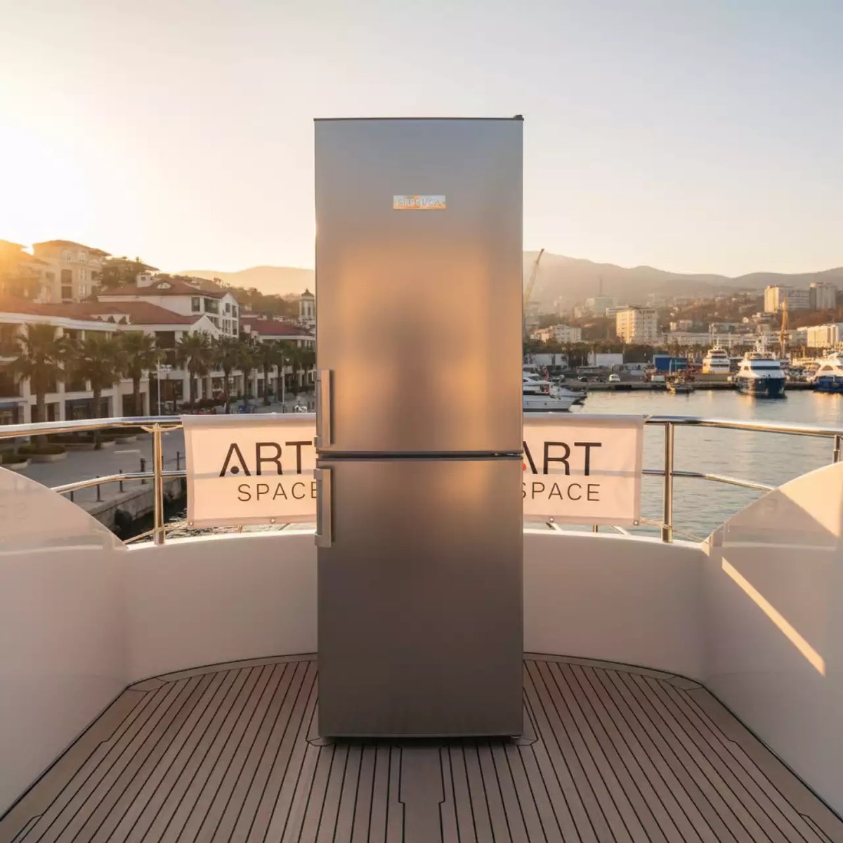 Аренда Холодильник Бирюса большой 123 см на VIP теплоходе (Морпорт Сочи) — ART SPACE