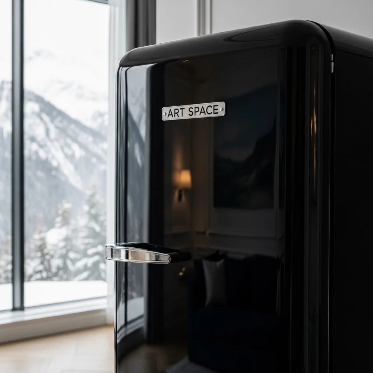 Аренда Холодильник Retro Black черный в Green Flow Hotel — ART SPACE