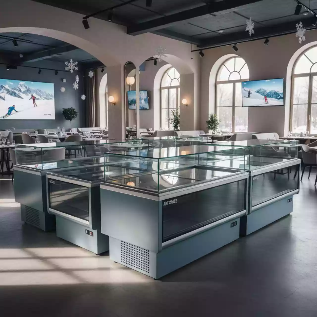 Аренда Холодильники холодильные витрины морозильные камеры лари в ресторане «Sanremo» — ART SPACE