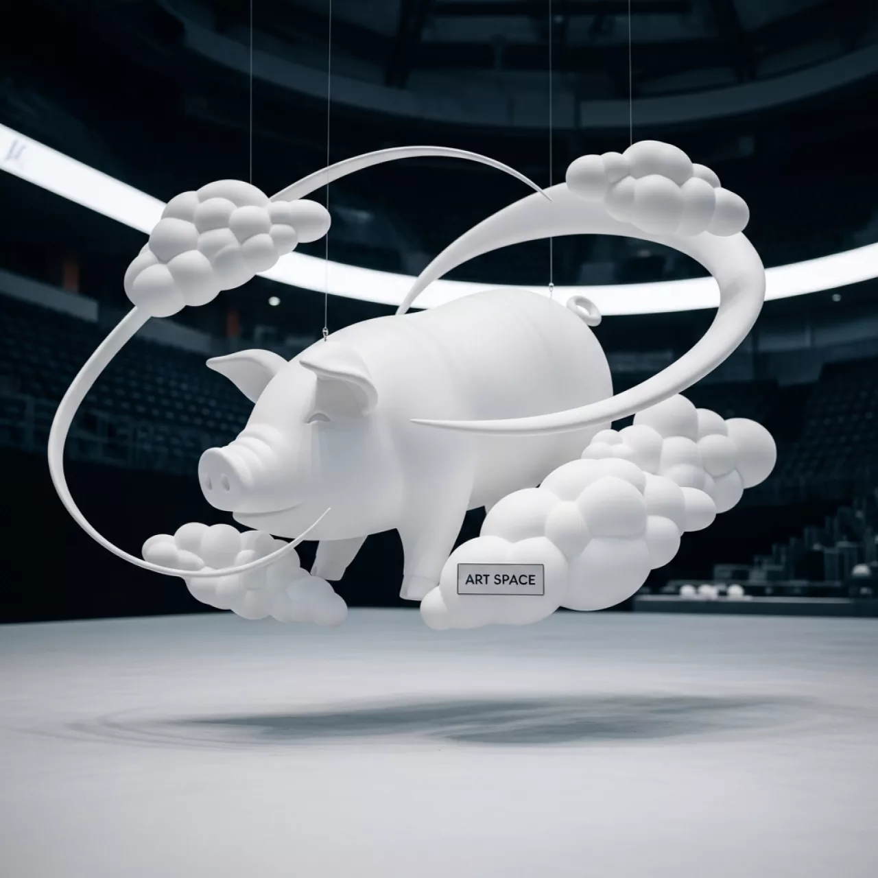 Аренда Игрушка свинка витающая в облаках белая в Керлинговом центре «Ледяной куб» — ART SPACE