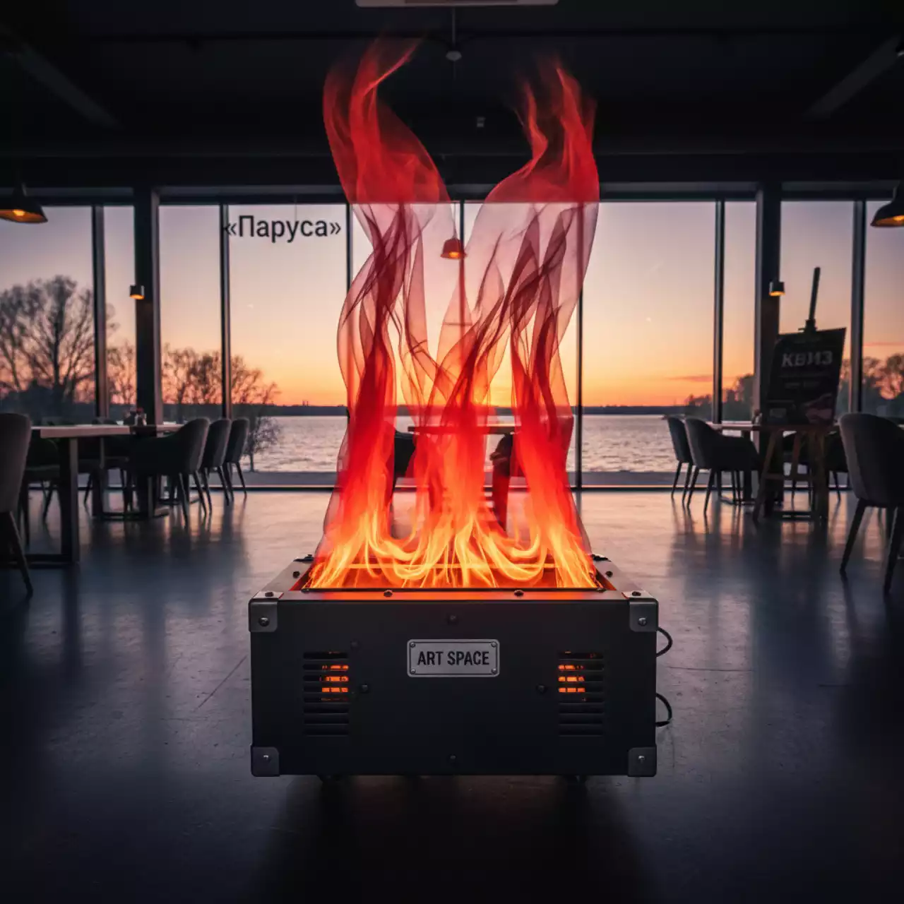 Аренда Имитация холодного пламени в ресторане «Паруса» — ART SPACE