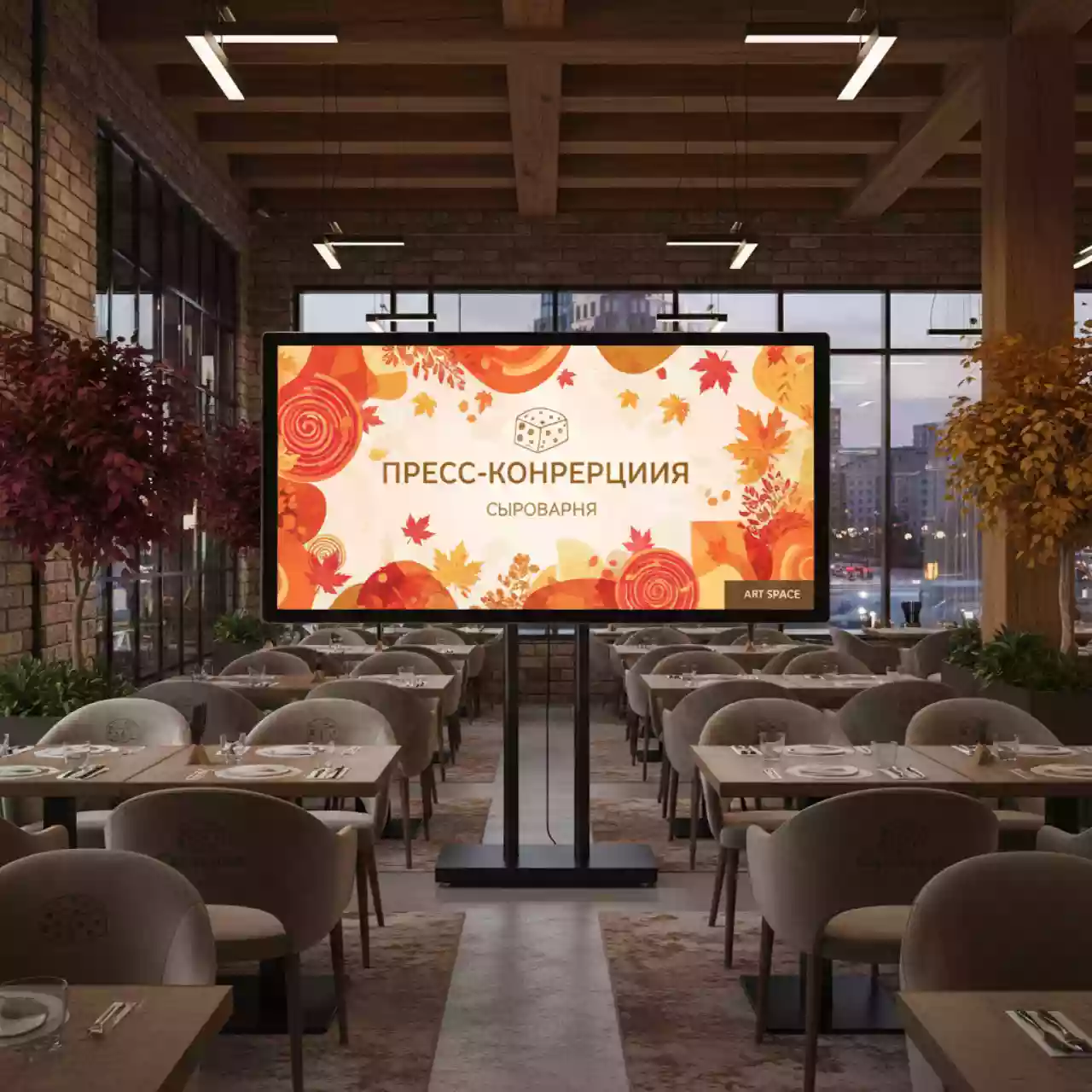 Аренда Информационная панель Sharp PN HW501 в ресторане «Сыроварня» — ART SPACE