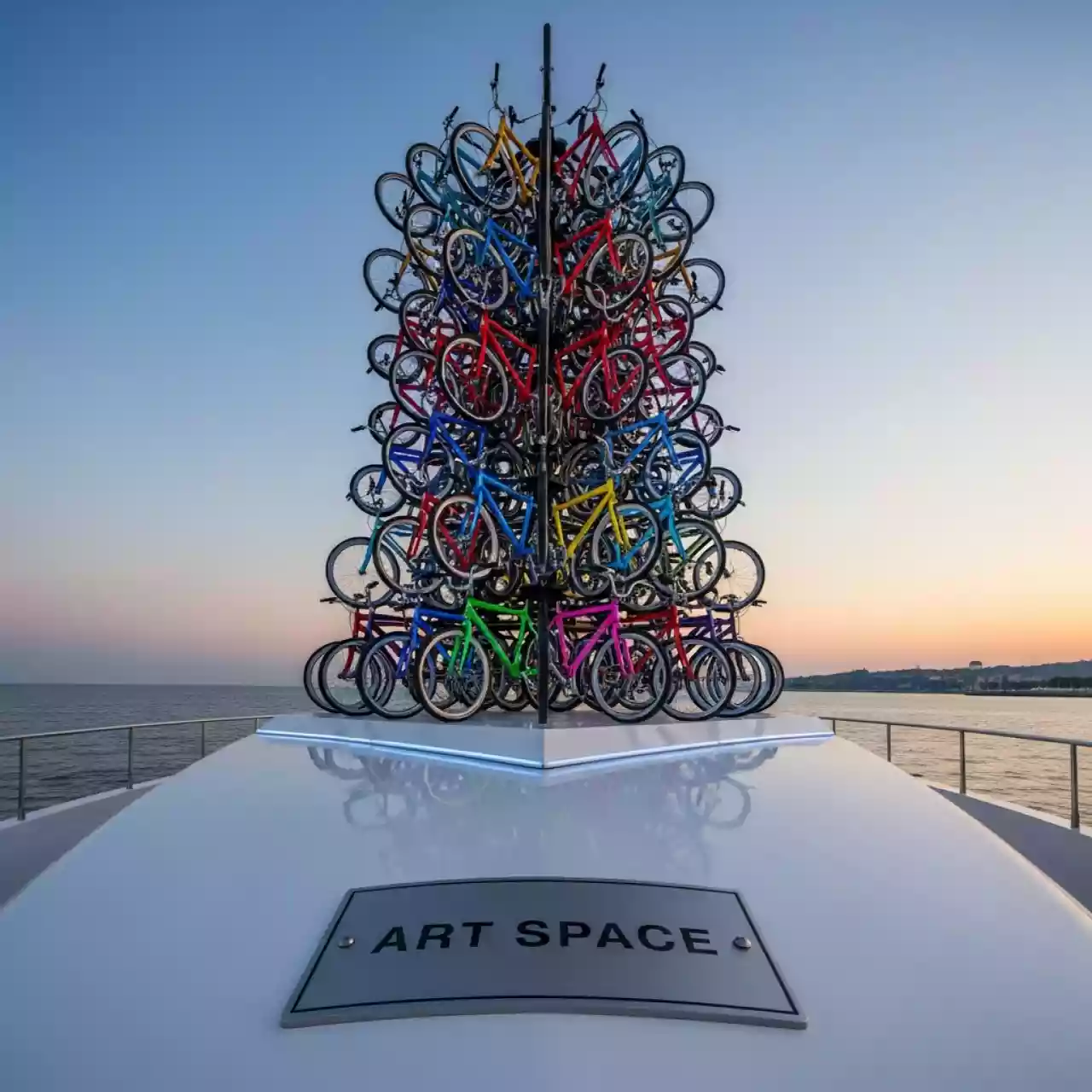 Аренда Инсталляция высота 30 метров из 3144 велосипедов на VIP теплоходе (Морпорт Сочи) — ART SPACE