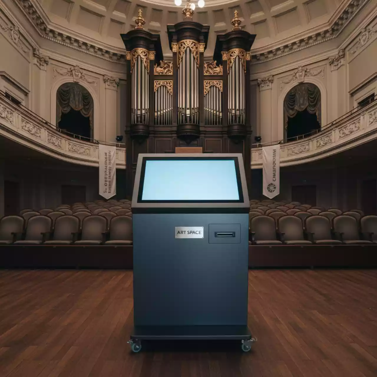 Аренда Интерактивная мобильная тумба на колесиках в Зале органной и камерной музыки — ART SPACE