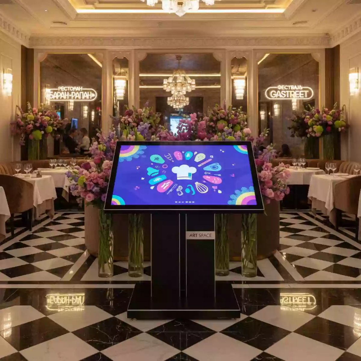 Аренда Интерактивная панель InterTouch CS 8 128 2 блока 55 дюймов в ресторане «Баран-Рапан» — ART SPACE