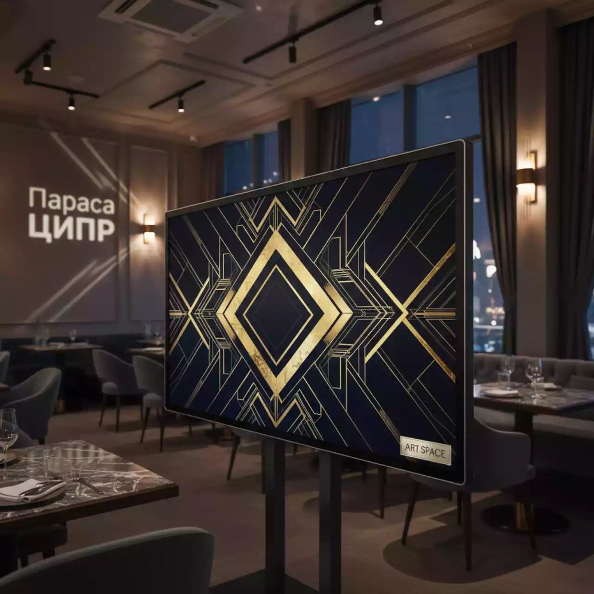 Аренда Интерактивная панель Prestel TSP 4K654 в ресторане «Паруса» — ART SPACE