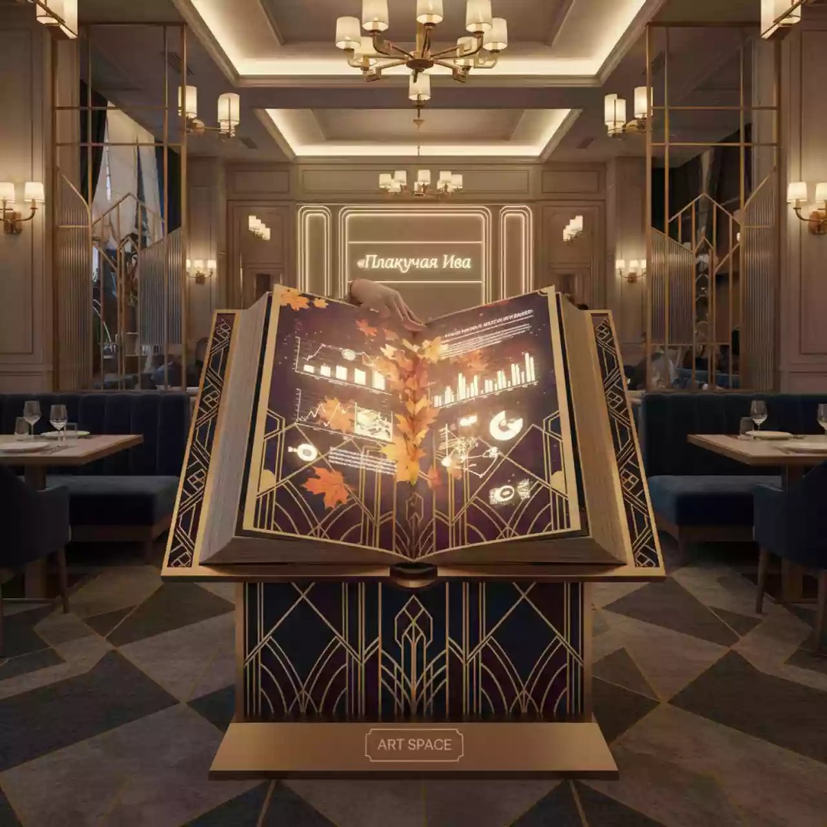 Аренда Интерактивная проекционная книга Страницы памяти в ресторане «Плакучая Ива» — ART SPACE