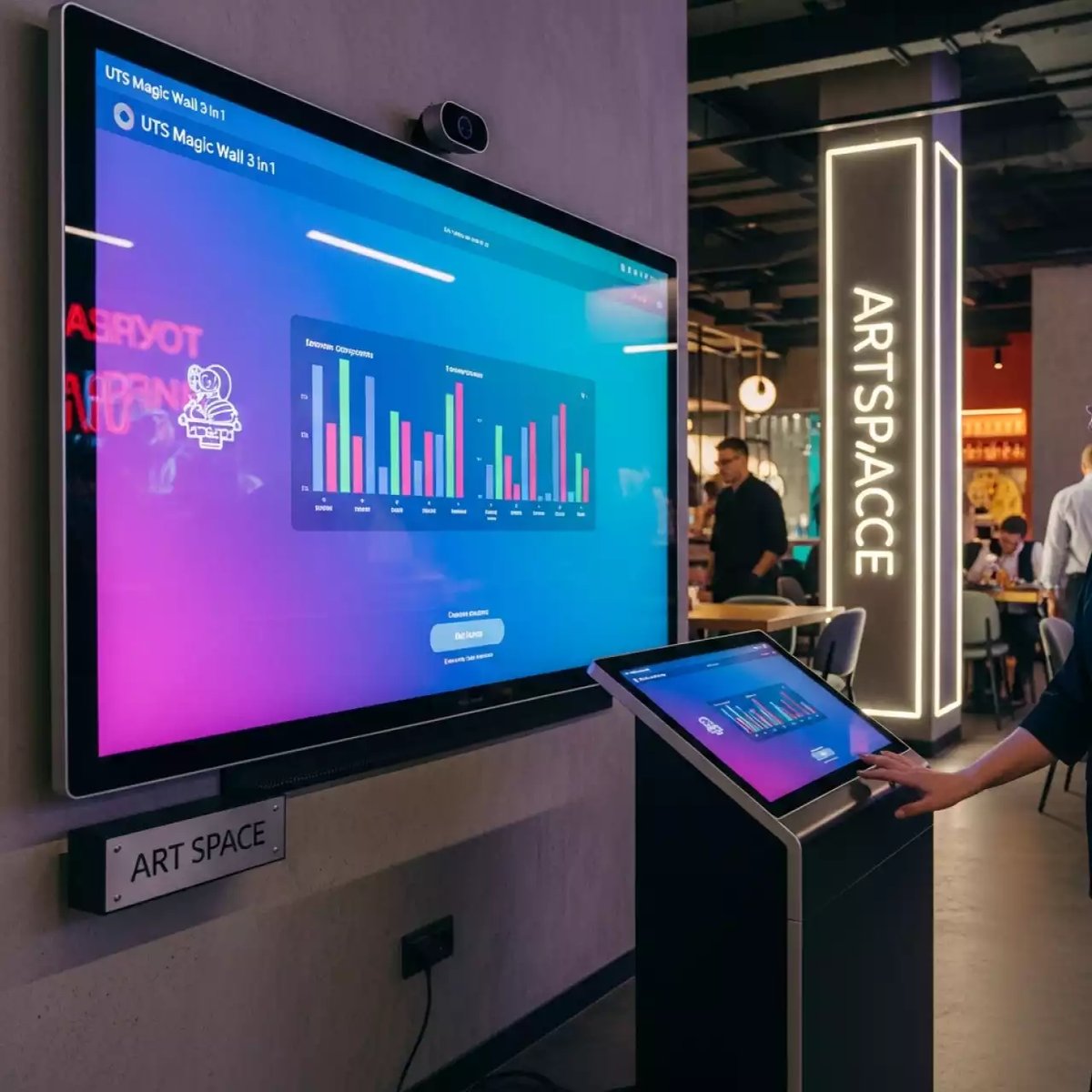 Аренда Интерактивная стена UTS Magic Wall 3 в 1 Минпромторг в ресторане «Баран-Рапан» — ART SPACE